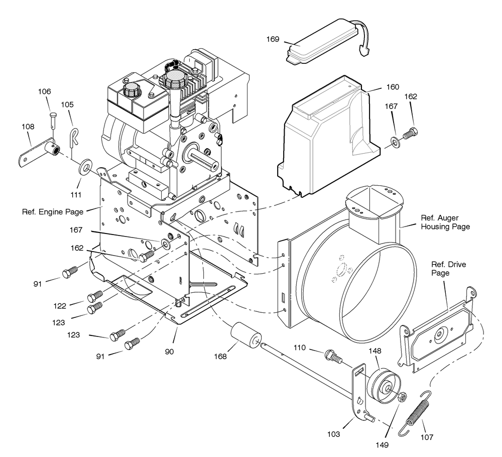 Frame Diagram and Parts List for C950-52409-0 2004 Briggs and Stratton Snow Blower